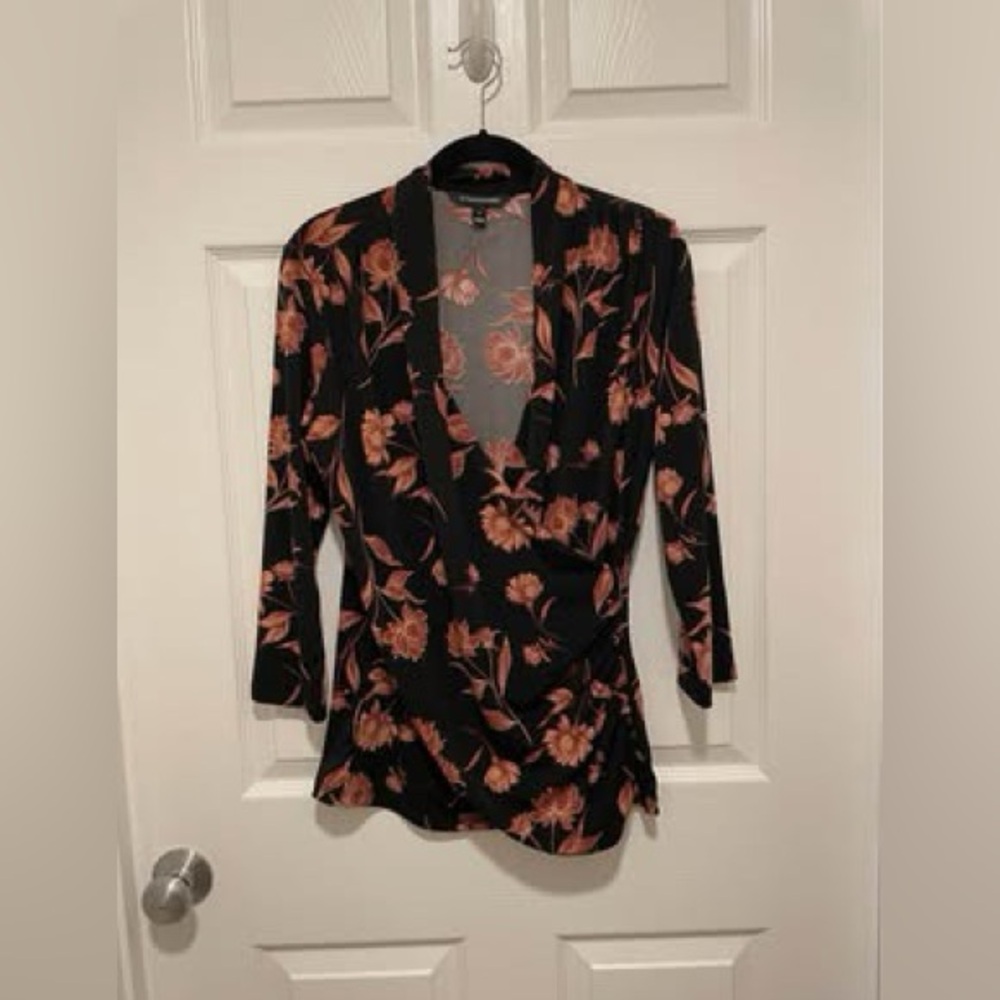 Floral Black and Orange 3/4 shirt